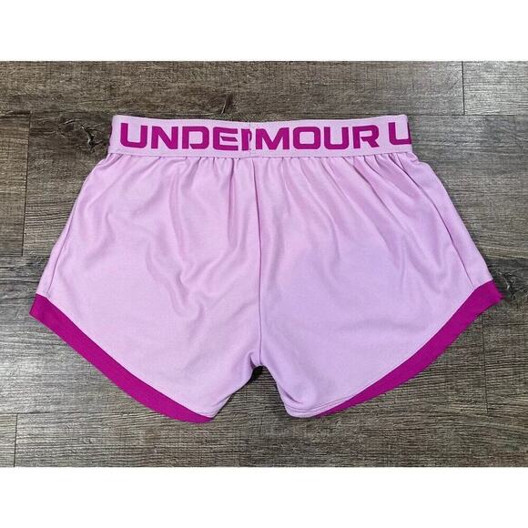 Under Armour Girls' Play Up Solid Workout Gym Shorts Stellar Pink 1362322-638 YM - Picture 8 of 8